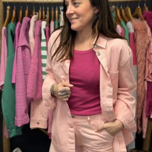 Sur-chemise en jean corail