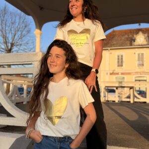 Tee-shirt coeur doré - Duo mère-fille