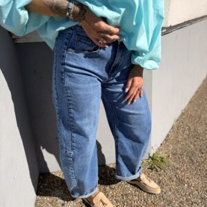 jean barrel délavé