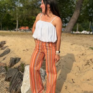 pantalon rétro rayé coloré