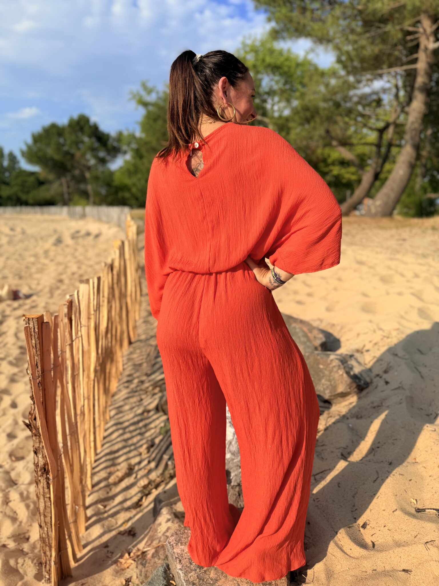 combinaison orange chic