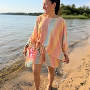 poncho éponge pastel oversize