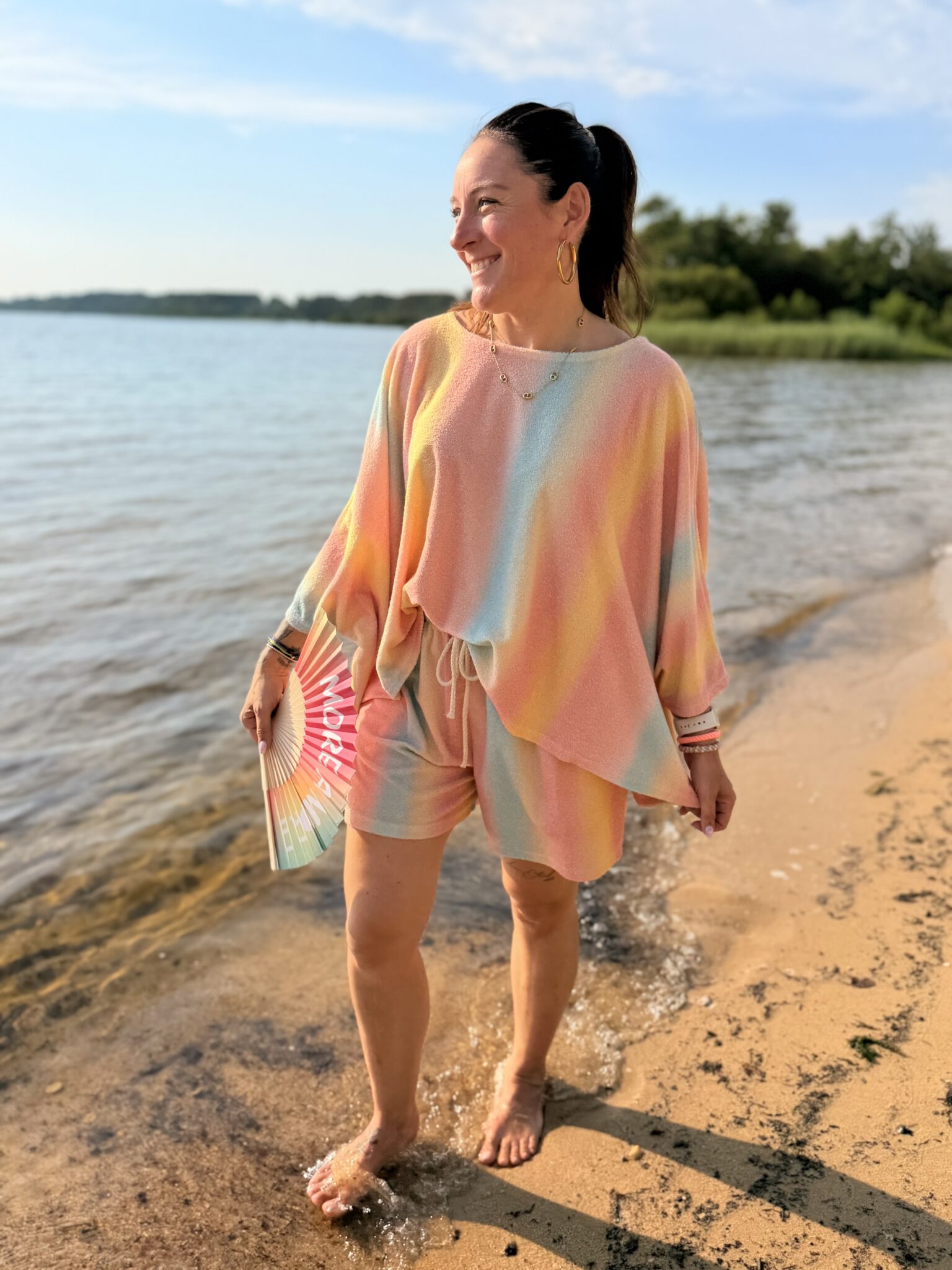 poncho éponge pastel oversize