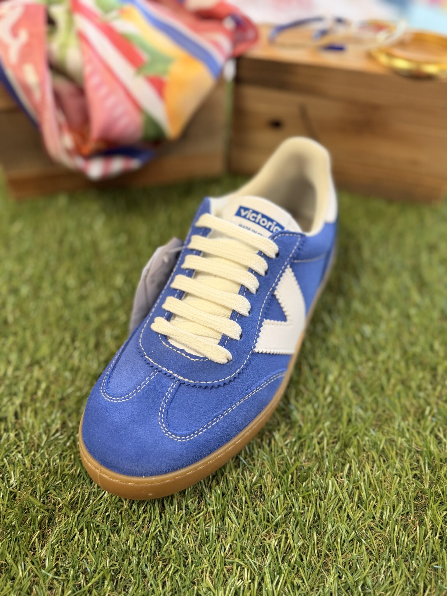 basket victoria pour femme bleu en daim