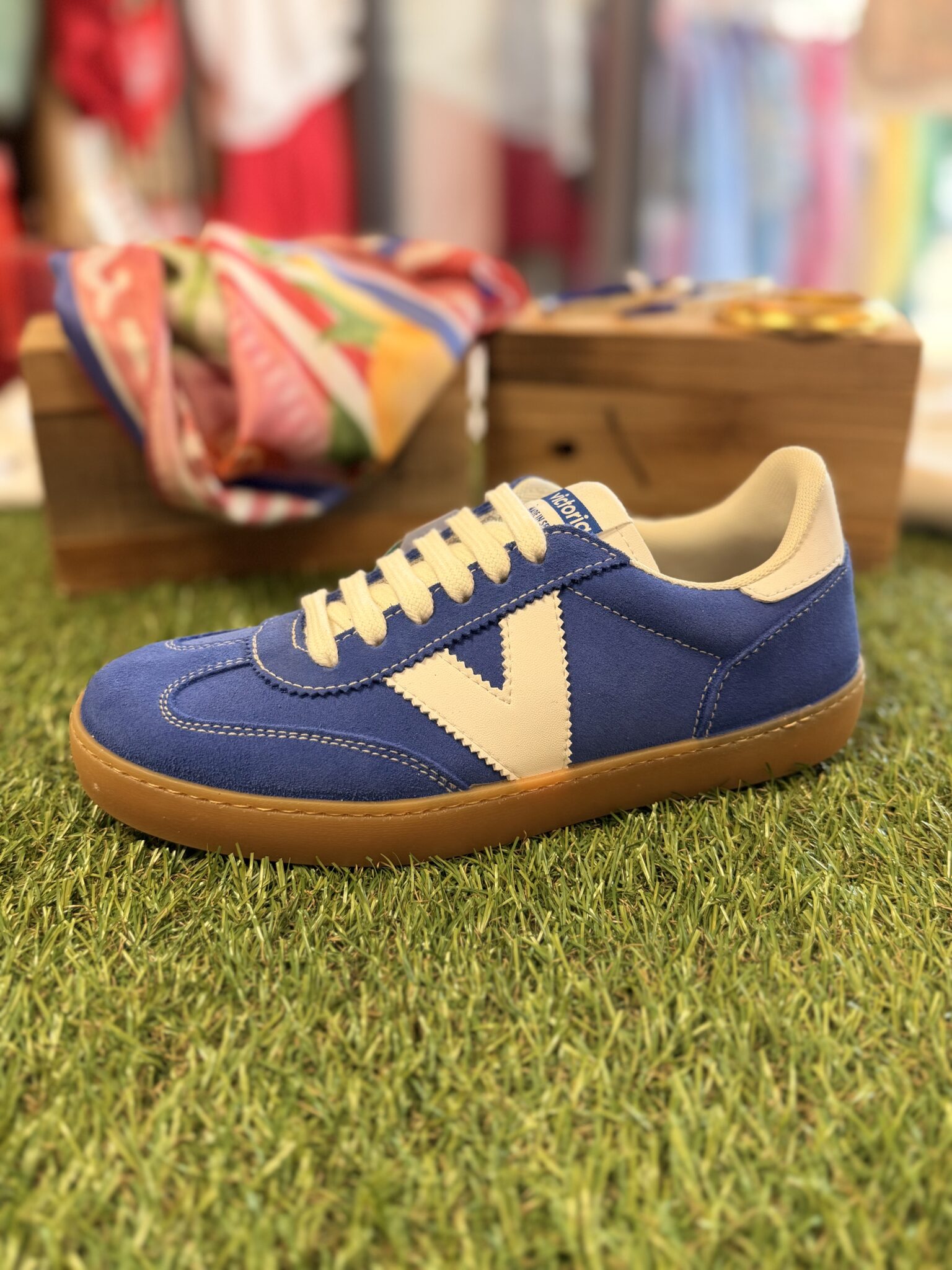 basket victoria pour femme bleu en daim